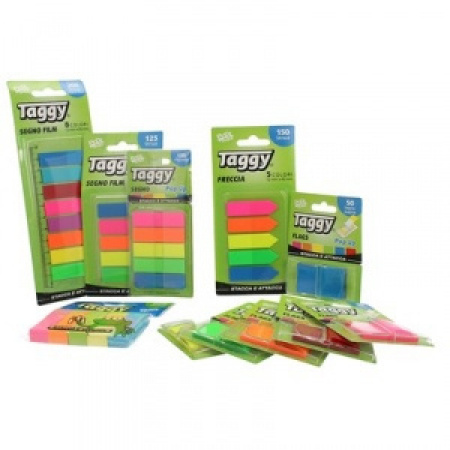 BLOCCO Taggy SEGNAPAGINA CLASSICO IN PLASTICA Rettangolare  -99595- 6 colori
