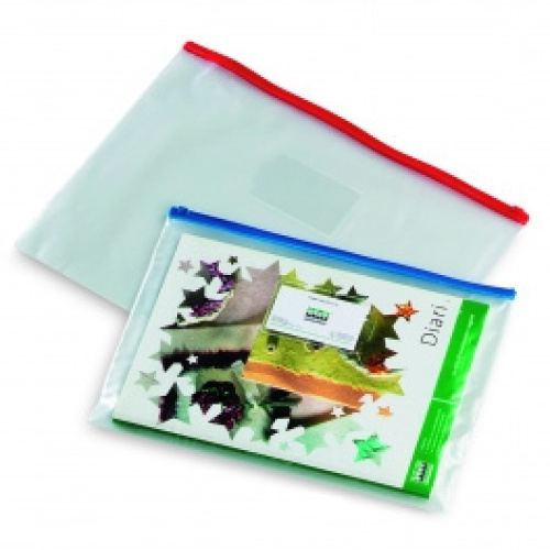 Busta sacco trasparente in plastica con zip 33x24 (a4) - colori assortiti  (2569): Buste plastica