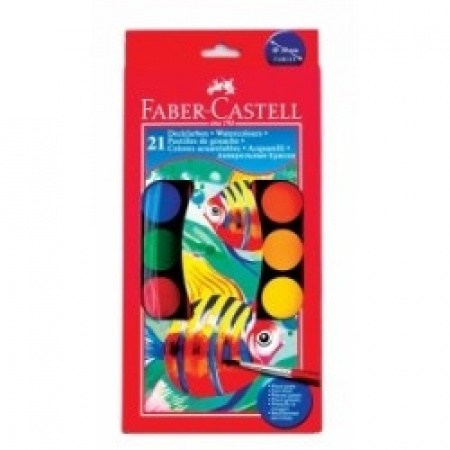 COLORI ACQUARELLO Faber Castell A PASTIGLIA d.30mm  conf.21colori