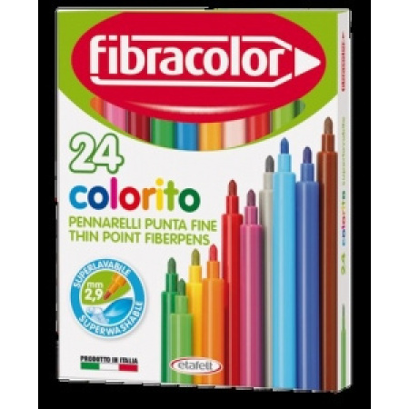 PENNARELLI DISEGNO Fibracolor COLORITO PUNTA FINE conf.24 colori