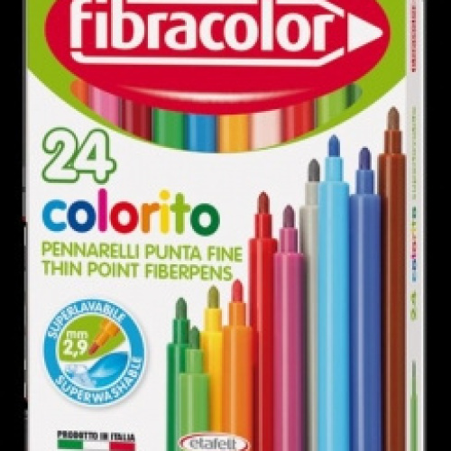 Pennarelli disegno fibracolor colorito punta fine conf.24 colori: Pennarelli  disegno